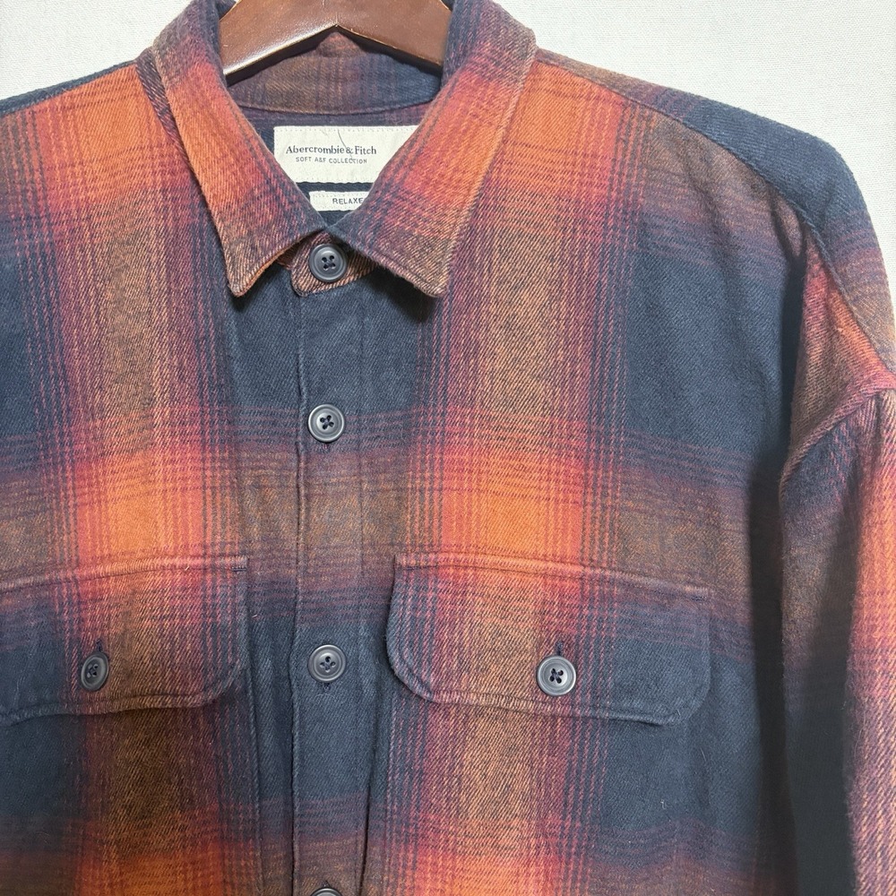 Abercrombie & Fitch Shirt Jacket Mens XXL Flannel Shacket Relaxed Fit‎ Soft A&F